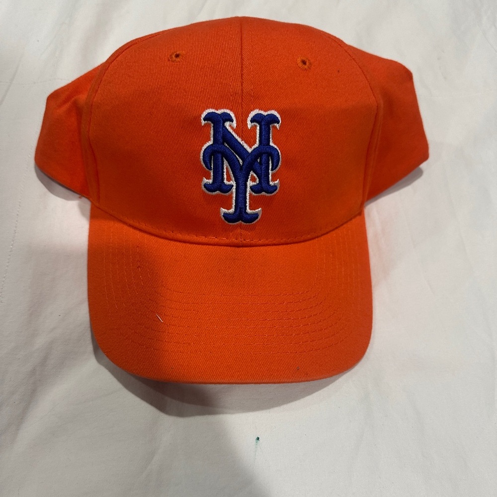 Orange Baseball Cap with Blue Logo